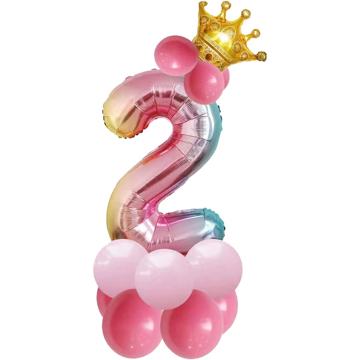 14 Gradient Number Pillars Birthday Party Decorative Aluminum Film Balloons