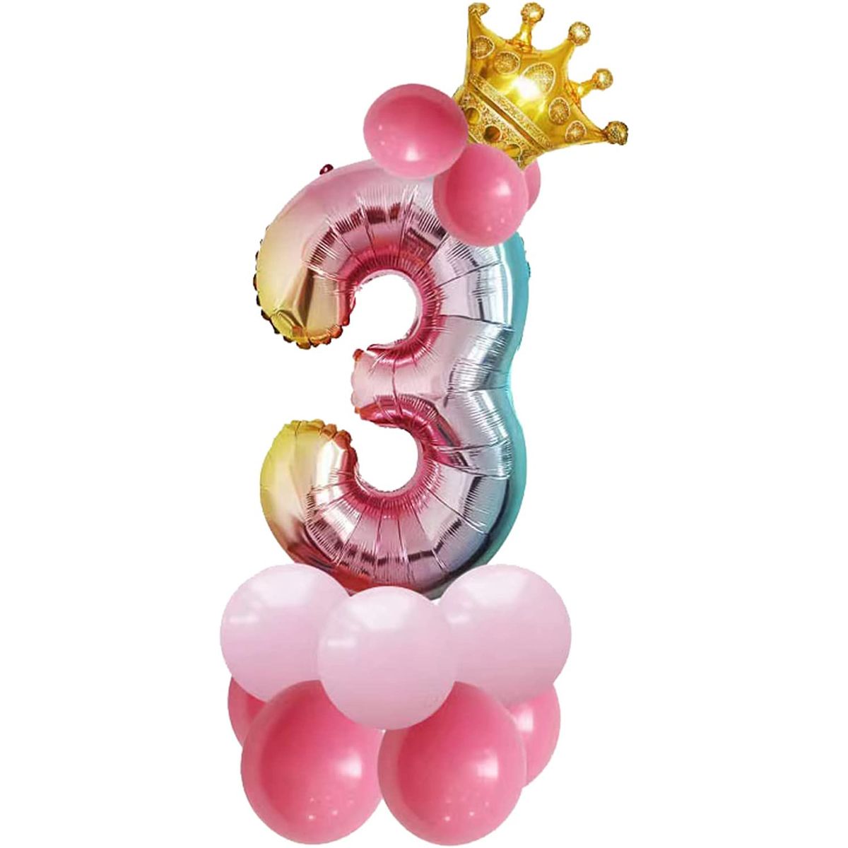 14 Gradient Number Pillars Birthday Party Decorative Aluminum Film Balloons