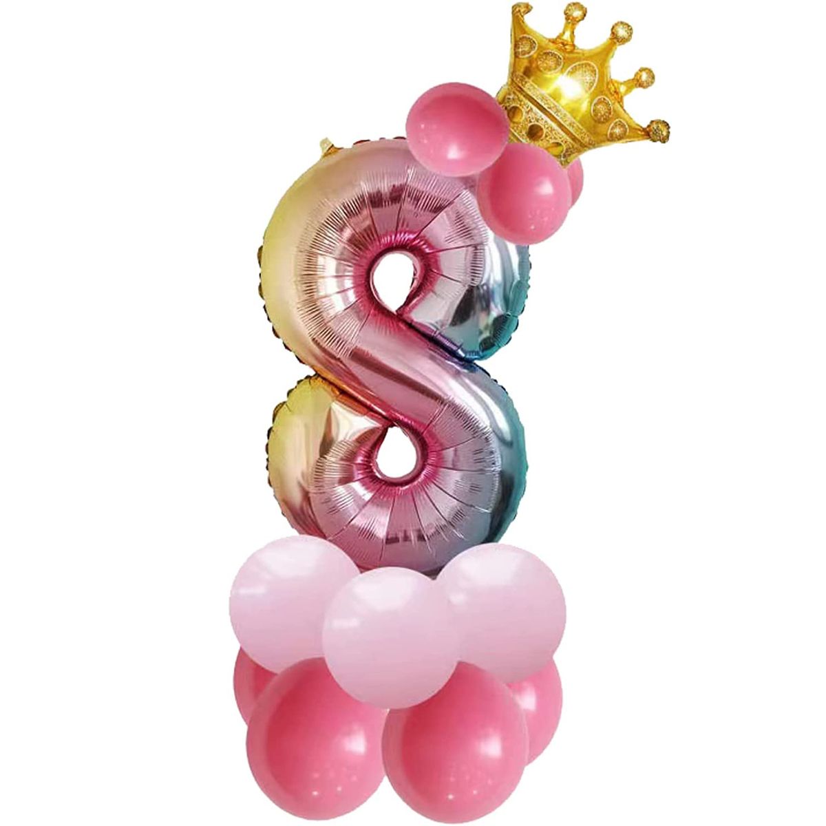 14 Gradient Number Pillars Birthday Party Decorative Aluminum Film Balloons