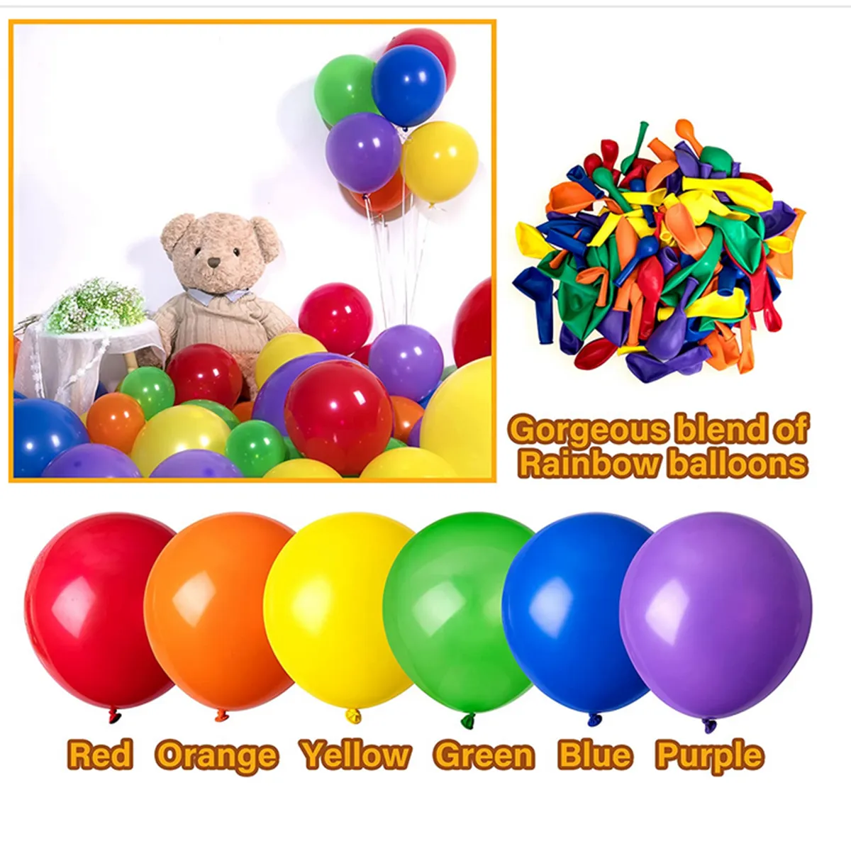 Rainbow Balloons Garland Arch Kit, 126pcs Color Balloons Colorful Party Balloons for Birthday Party Baby Shower Decoration Multi-color image 2