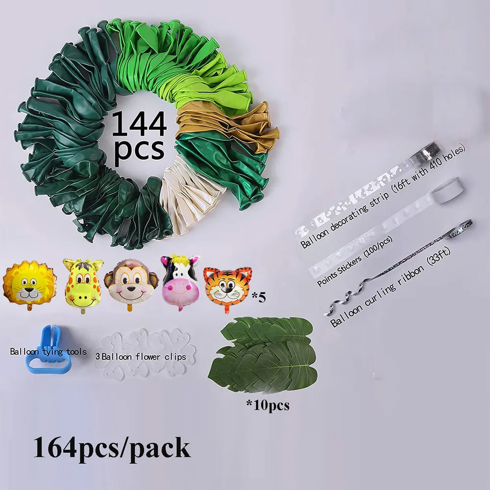 164Pcs Jungle Party Balloons Garland Arch Kit, Safari Party Decorations Wild Birthday Party Supplies big image 4