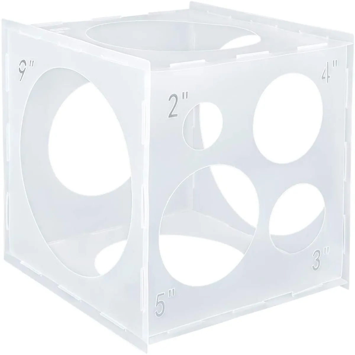 9 Holes Balloon Sizer Cube Box Collapsible Plastic Box Measurement Tool for Party Birthday Wedding Balloon Decorations Creating Balloon Arch Columns  image 3