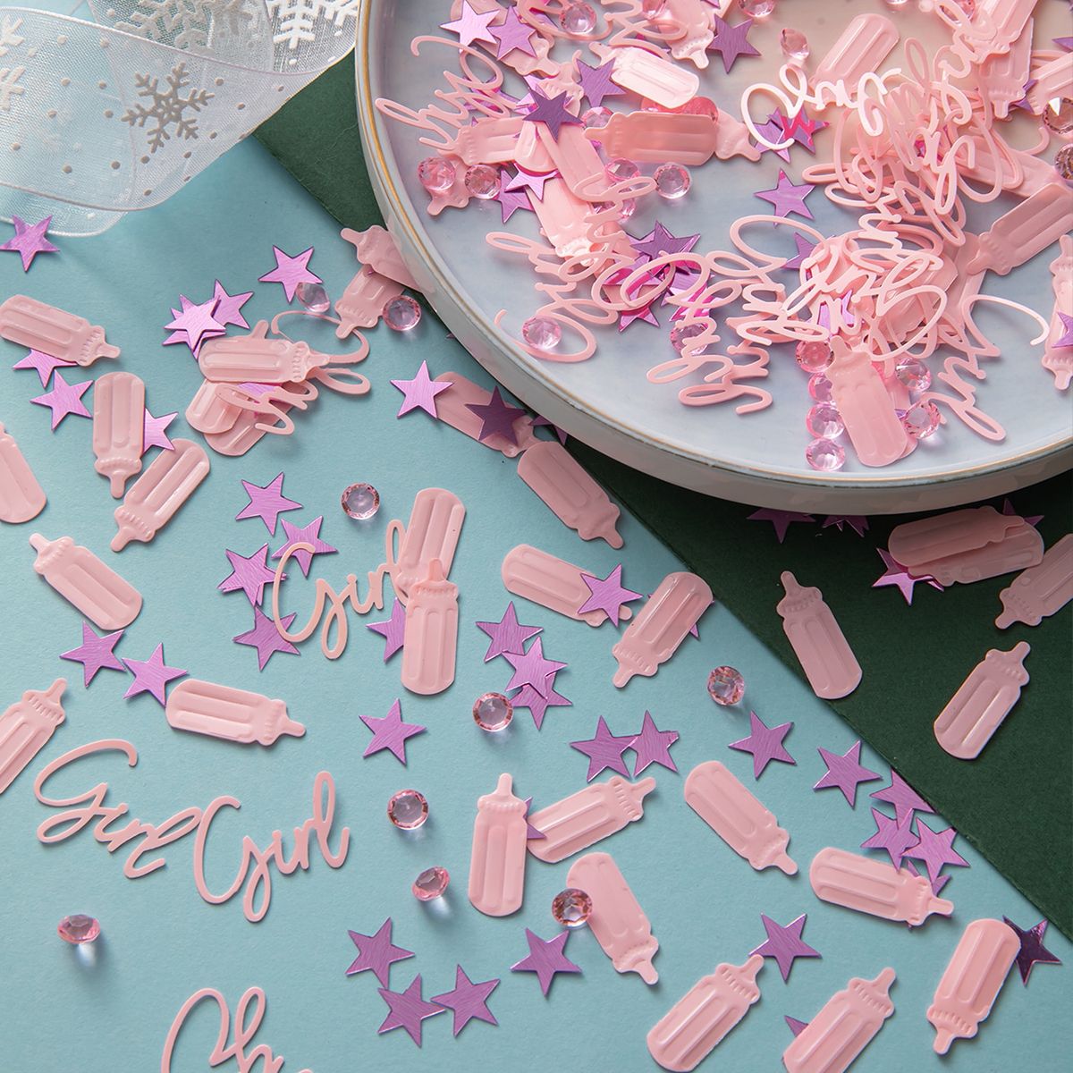 15g Confetti Baby Shower Decoration Letters, Feeding Bottle, Pentagram, Diamond Party Wedding Tabletop Paper Scraps