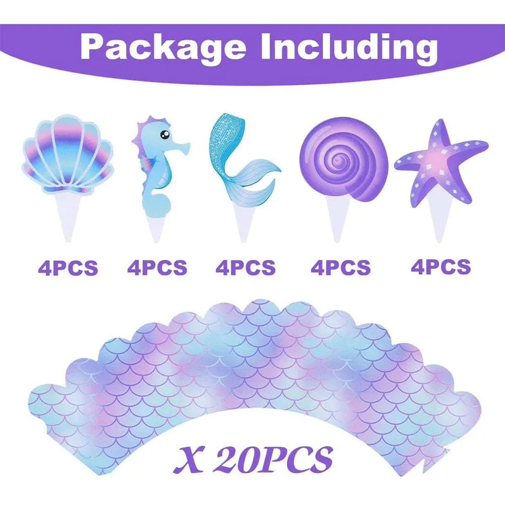 Conjunto de festa de aniversário temático sereia Roxo Claro