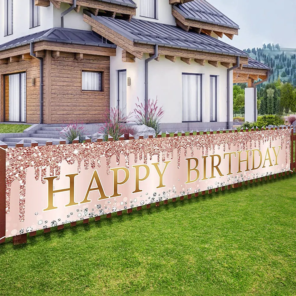 Birthday Party Banner - Brings a Festive Vibe to Your Celebration Rose Gold image 2