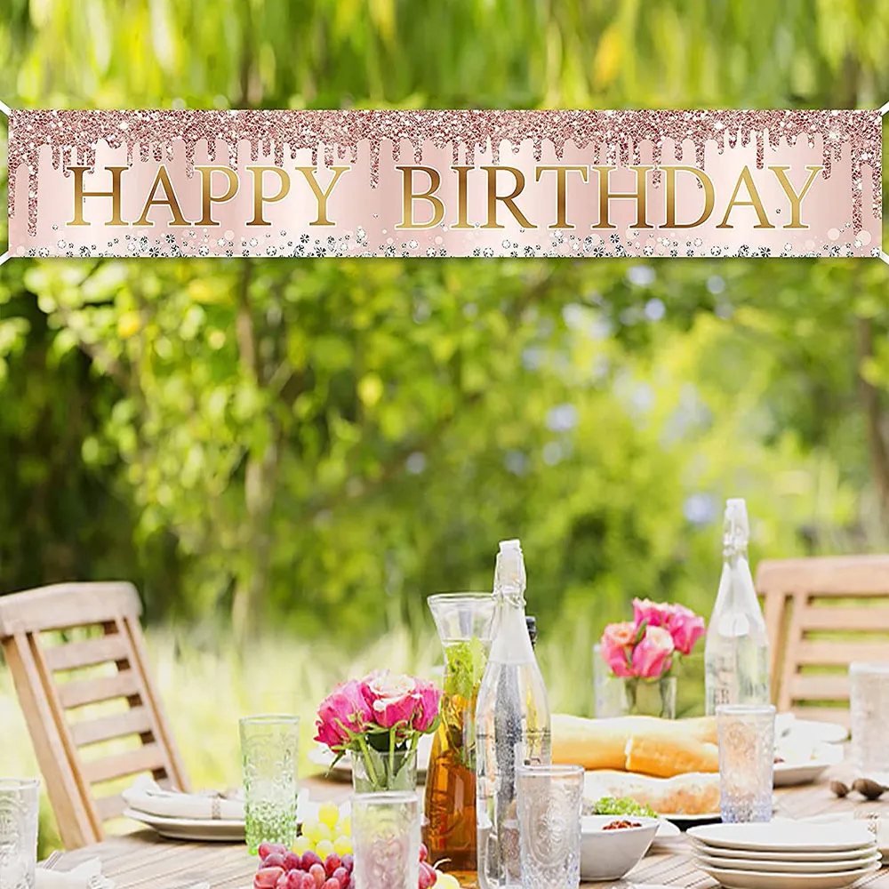 Birthday Party Banner - Brings a Festive Vibe to Your Celebration Rose Gold image 3