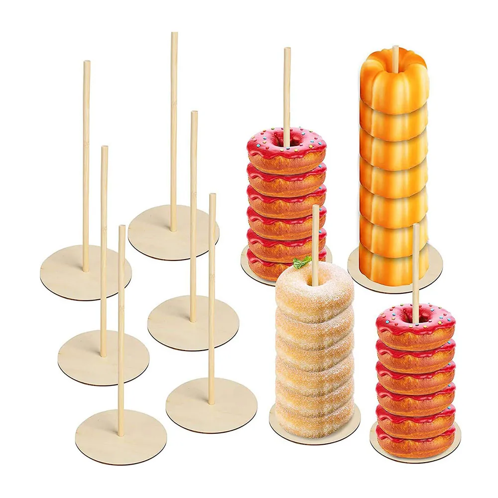 3pcs donut wooden stand holiday party donut storage rack  image 2