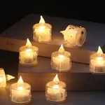 Candelabro decorativo de metal ahuecado con juego de velas LED sin llama. Blanco