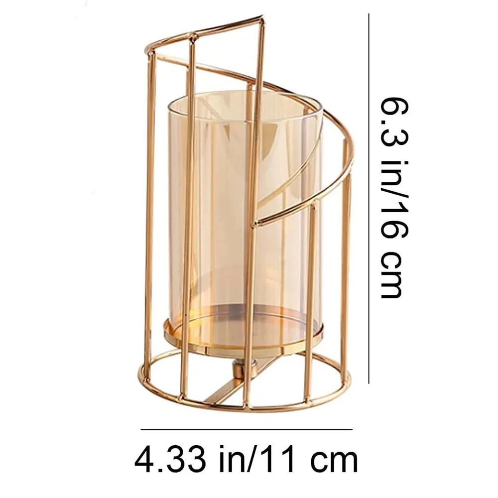 Multifunctional Home Desktop Iron Metal Decorative Crafts Candle Holder and Vase Ornaments Gold big image 1