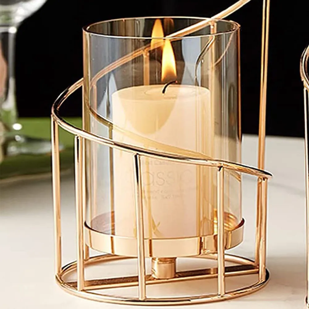 Multifunctional Home Desktop Iron Metal Decorative Crafts Candle Holder and Vase Ornaments Gold image 2