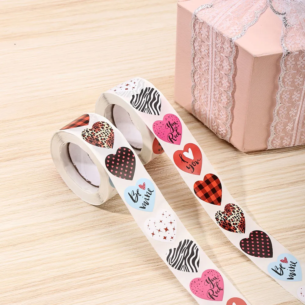 500pcs Heart Shape Holiday Party Birthday Party Sticker Packaging Bags - 2.5cm Diameter Paper Labels  image 4