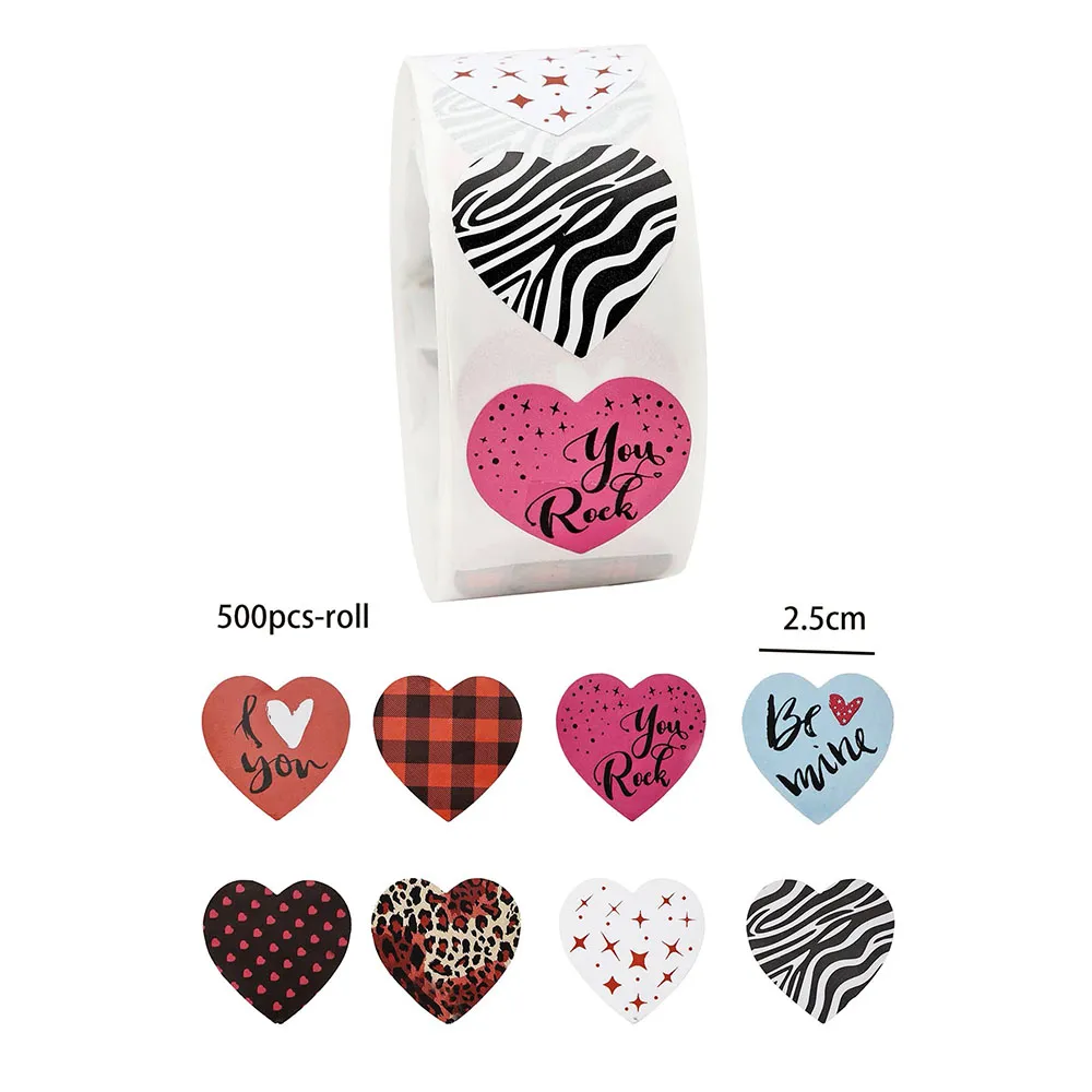 500PCS coração adesivo sacos de embalagem - etiquetas de papel de 2,5 centímetros de diâmetro Multicolorido big image 1