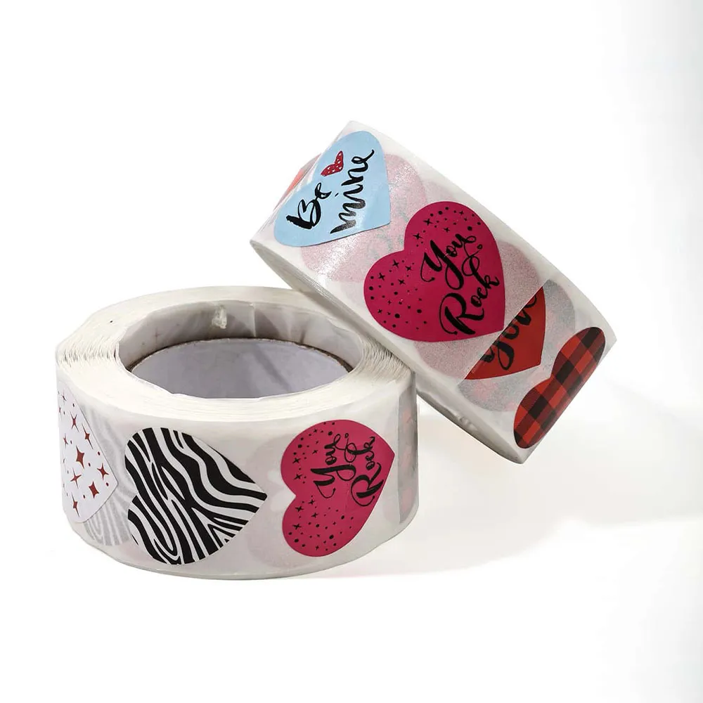 500pcs Heart Shape Holiday Party Birthday Party Sticker Packaging Bags - 2.5cm Diameter Paper Labels  big image 1