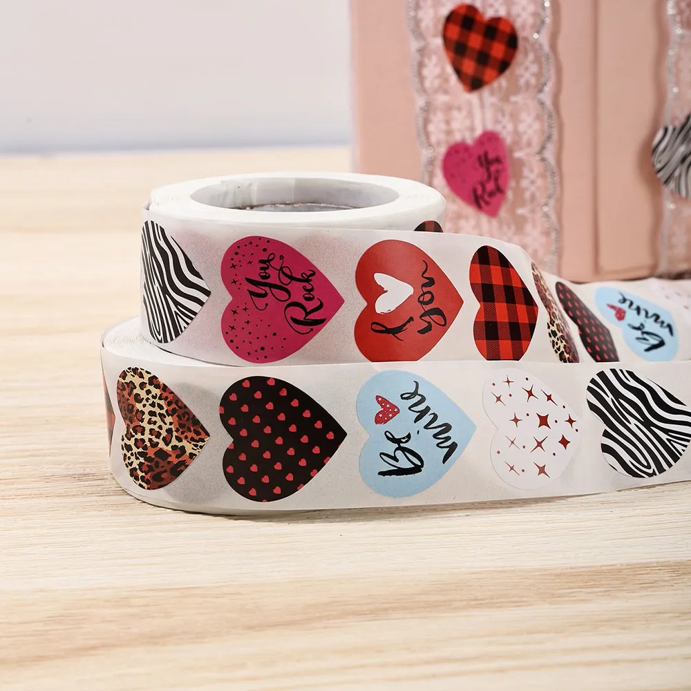500pcs Heart Shape Holiday Party Birthday Party Sticker Packaging Bags - 2.5cm Diameter Paper Labels  image 6