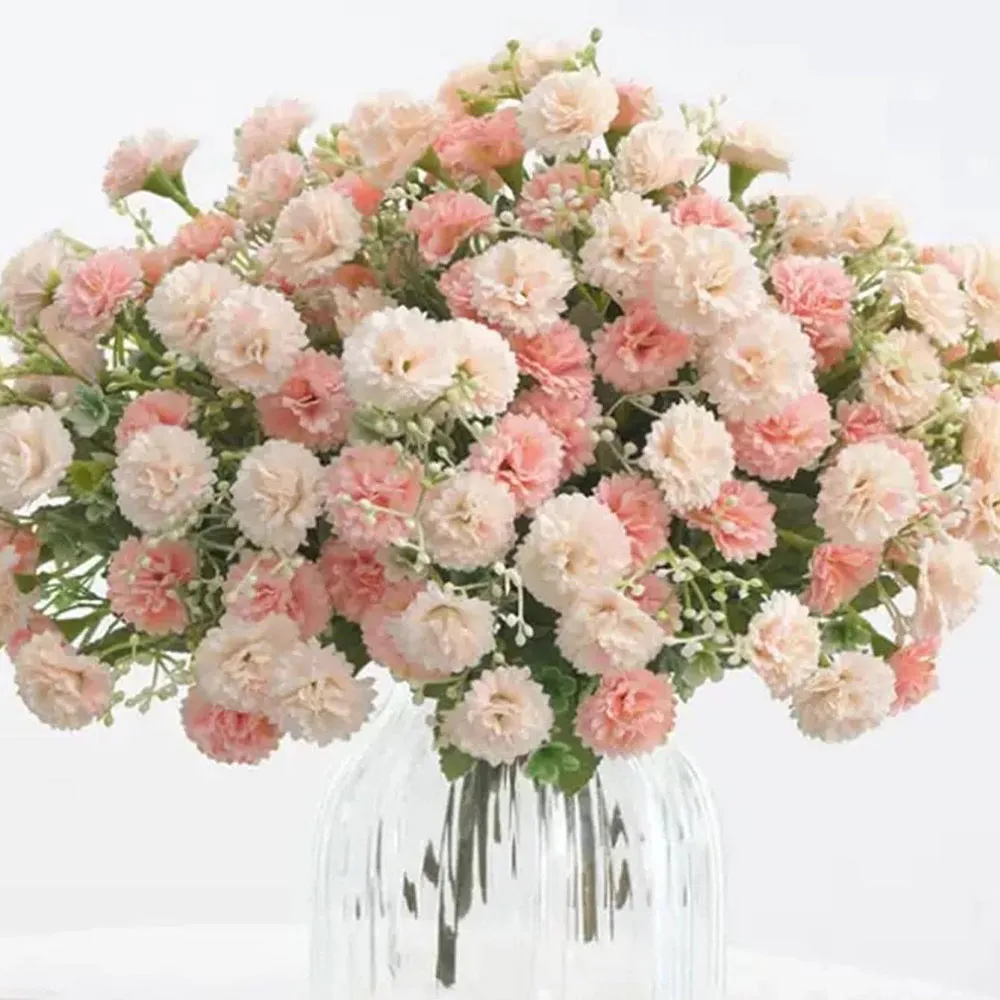 Mix and Match Combinations Available: Carnation, Peony, and Eucalyptus Artificial Flower Bouquets for Home and Party Decor  image 2