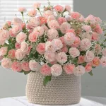 Mix and Match Combinations Available: Carnation, Peony, and Eucalyptus Artificial Flower Bouquets for Home and Party Decor  image 3