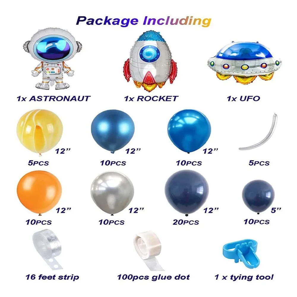 86pcs Espaço - tema de balão de festa infantil Set Multicolorido big image 1