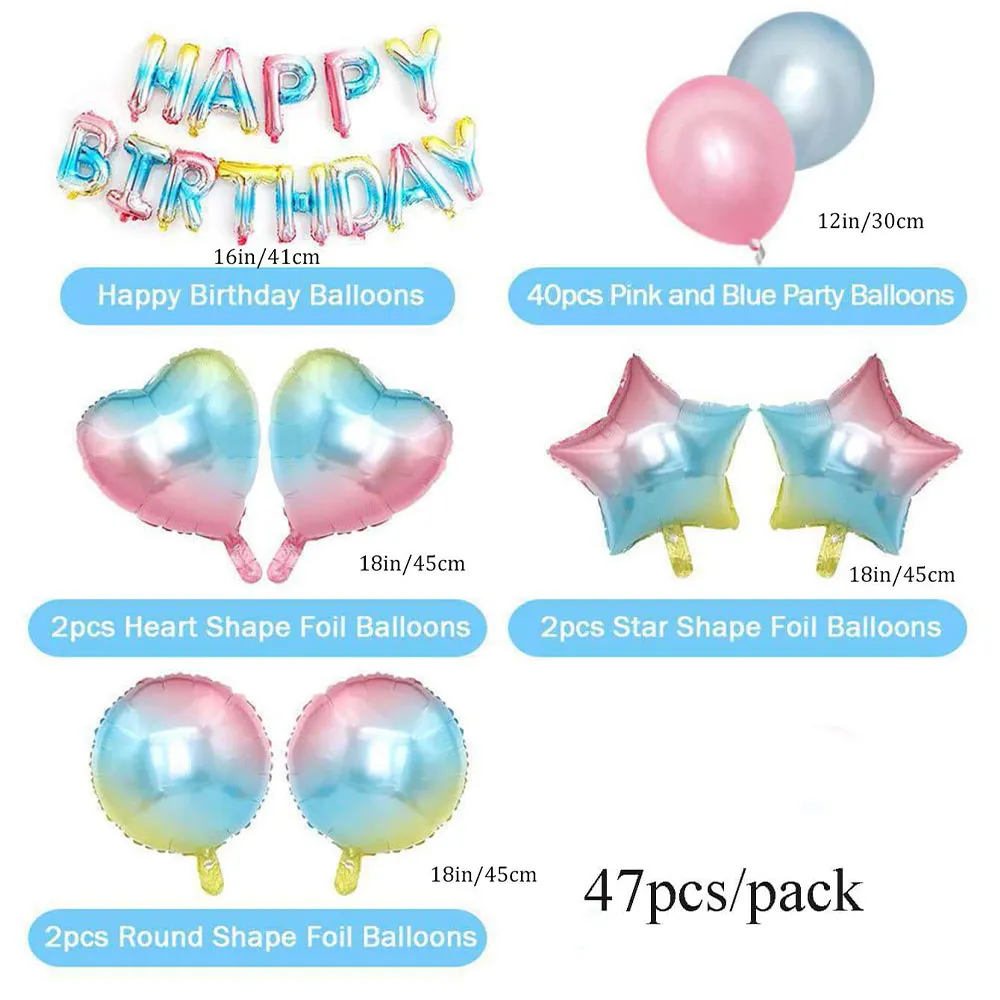 47pcs Tie-Dye Birthday Party Balloon Set  big image 1