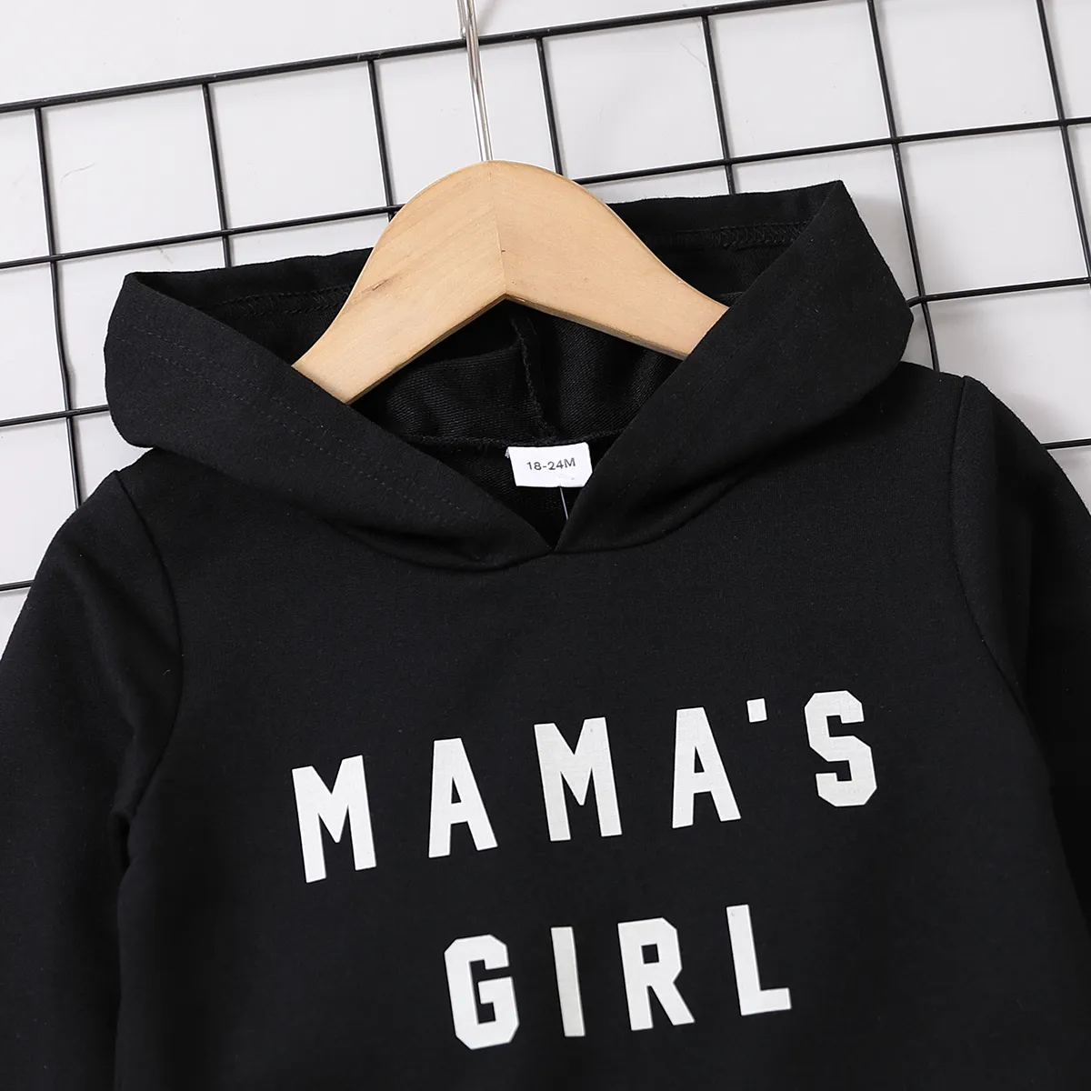 2 Stück Kleinkinder Mädchen Mit Kapuze Basics Sweatshirt-Sets schwarz big image 1