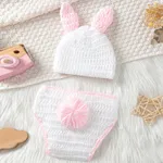 2pcs Baby Knitting Rabbit Shape Newborn Photography Pros Hat and Shorts Set White image 2
