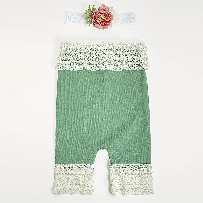 Newborn Photography Outfits with Headband Girl Lace Newborn Photography Props Clothing Set big image 1