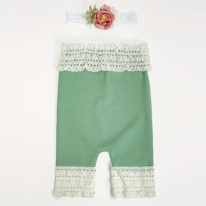 Newborn Photography Outfits with Headband Girl Lace Newborn Photography Props Clothing Set  image 2