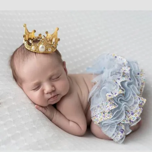  2pcs Newborn Photography Outfits Boy/Girl Ruffle Skirt and Crown Photography Props Set
