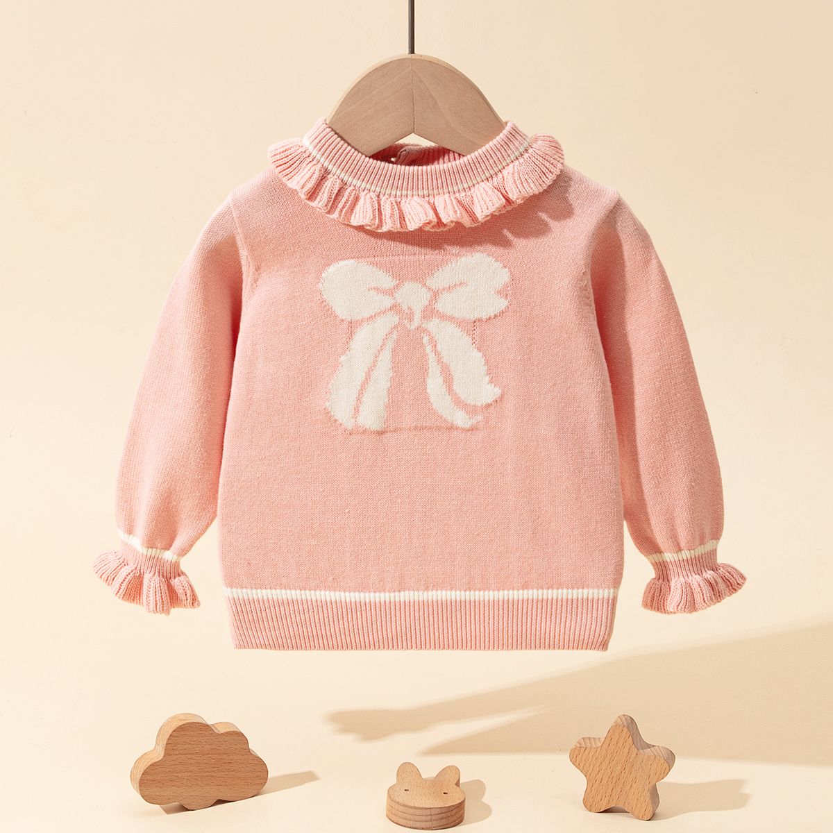 Baby Girl 98% Coton Broderie Florale Ruffle Pull
