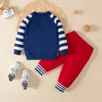 2pcs Baby Boy 100% Cotton Fox Graphic Stripe Long-sleeve Sweater and Pants Set  image 2