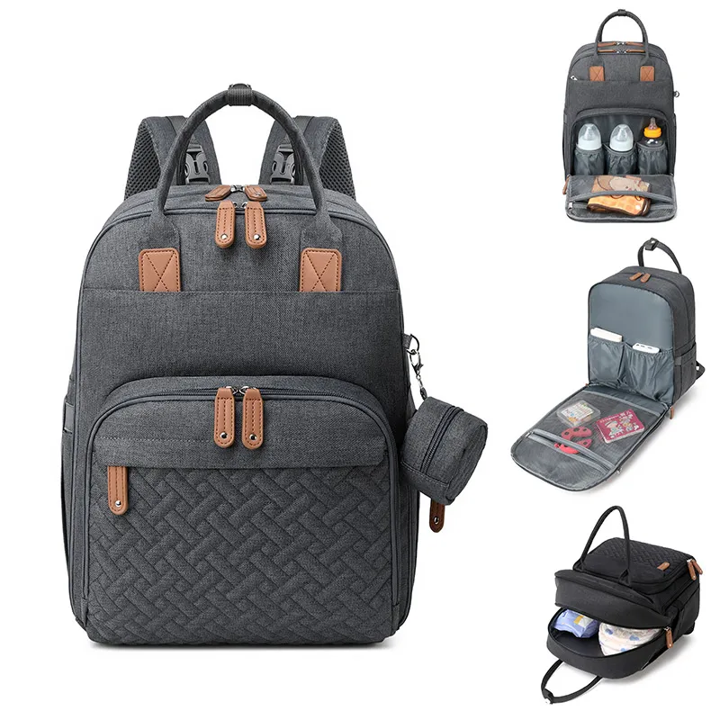 Diaper Bag Backpack Multifunction Waterproof Baby Changing Back Pack with Portable Detachable Pacifier Bag for Mom & Dad