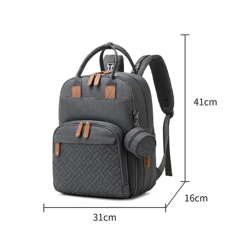 

Diaper Bag Backpack Multifunction Waterproof Baby Changing Back Pack with Portable Detachable Pacifier Bag for Mom & Dad