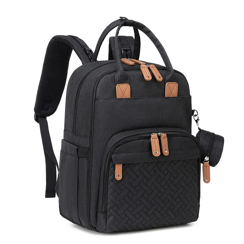 Diaper Bag Backpack Multifunction Waterproof Baby Changing Back Pack with Portable Detachable Pacifier Bag for Mom & Dad Black image 3