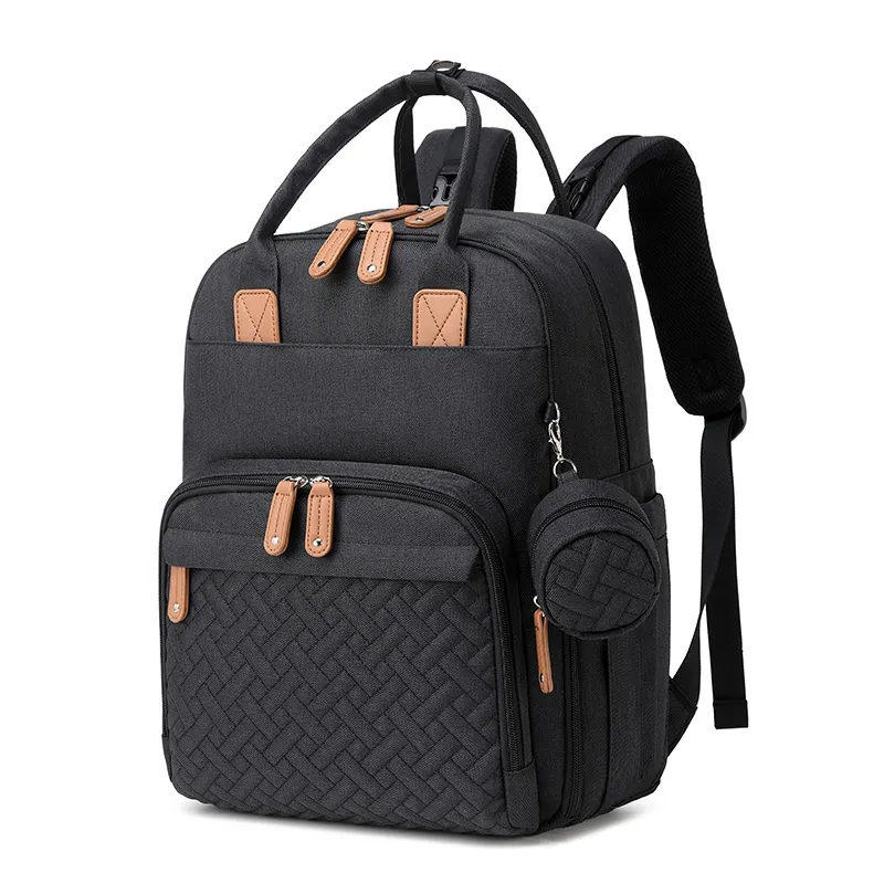 Diaper Bag Backpack Multifunction Waterproof Baby Changing Back Pack with Portable Detachable Pacifier Bag for Mom & Dad Black big image 1