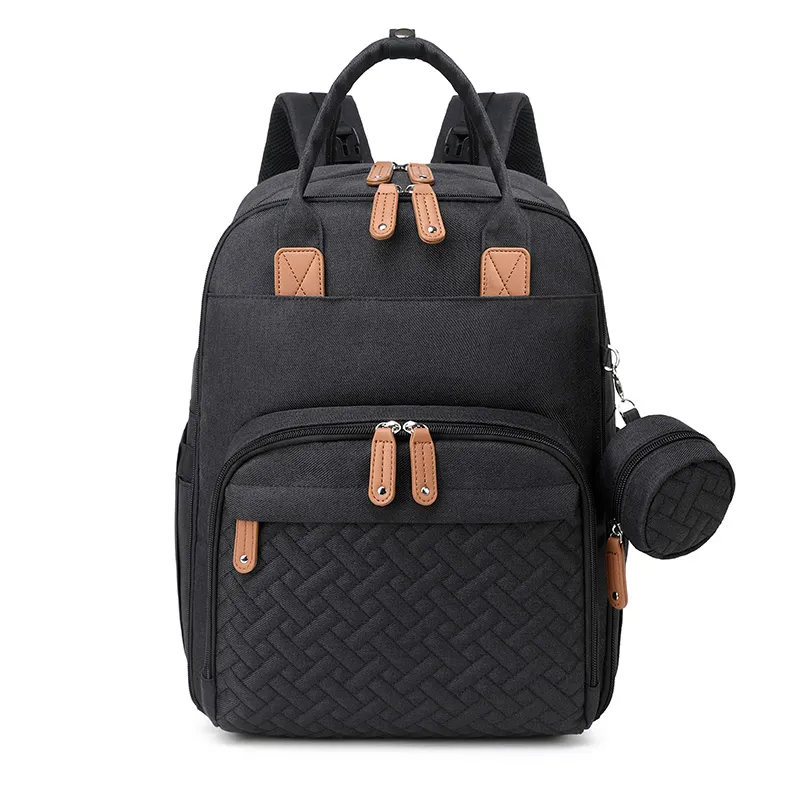 Diaper Bag Backpack Multifunction Waterproof Baby Changing Back Pack with Portable Detachable Pacifier Bag for Mom & Dad Black image 4