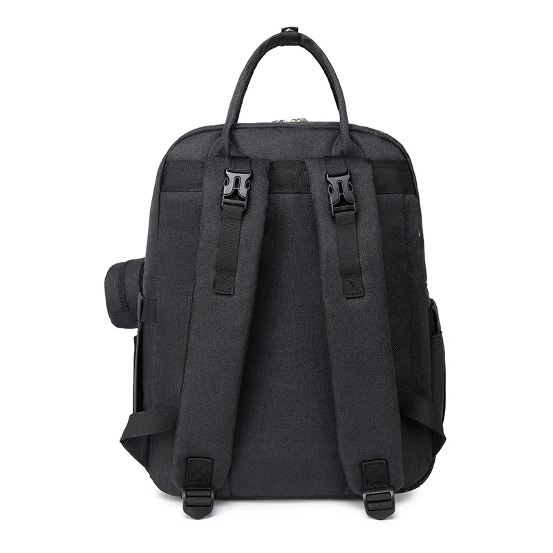 Diaper Bag Backpack Multifunction Waterproof Baby Changing Back Pack with Portable Detachable Pacifier Bag for Mom & Dad Black image 5