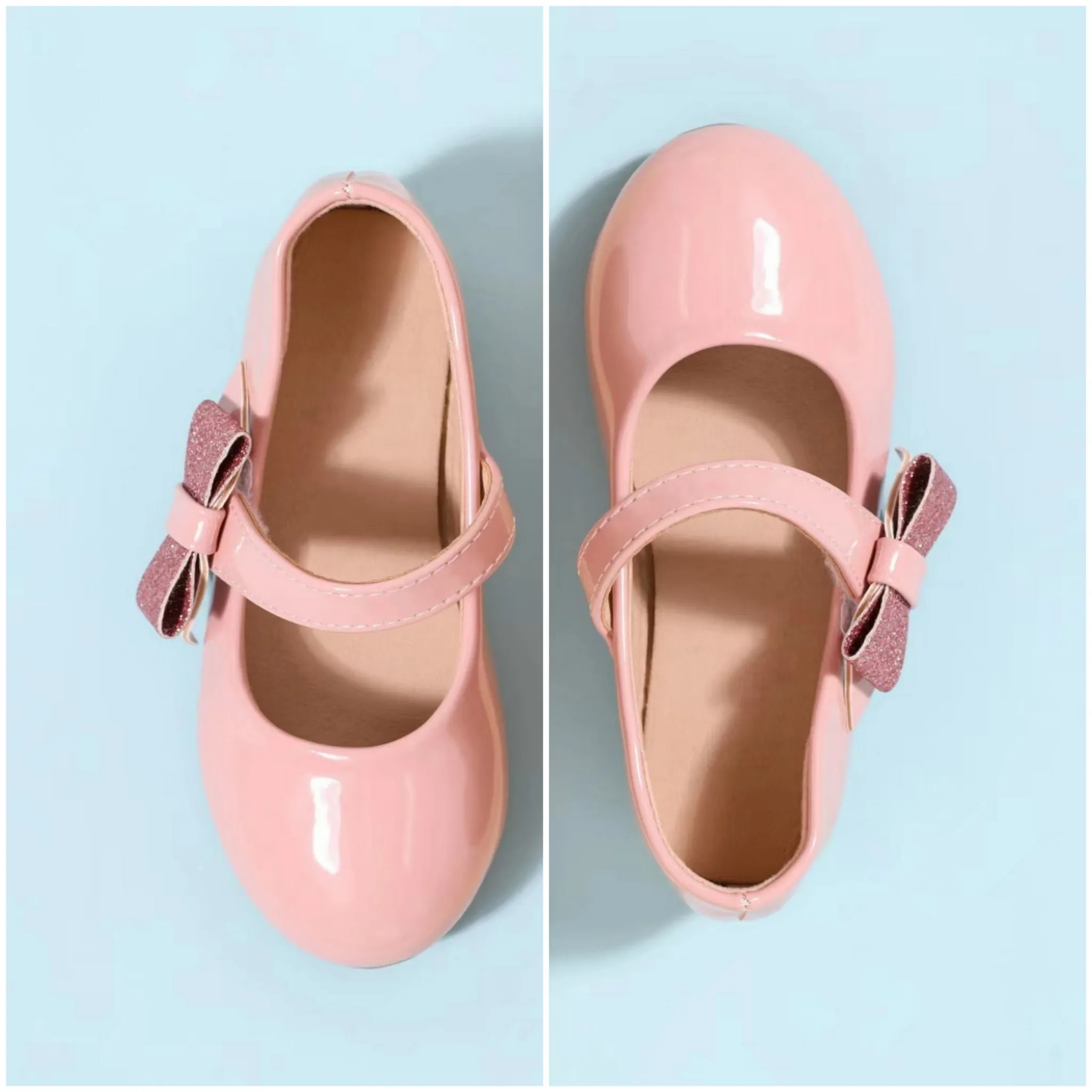 Toddler / Kid Glitter Bow Decor Pink Mary Jane Shoes Pink image 4