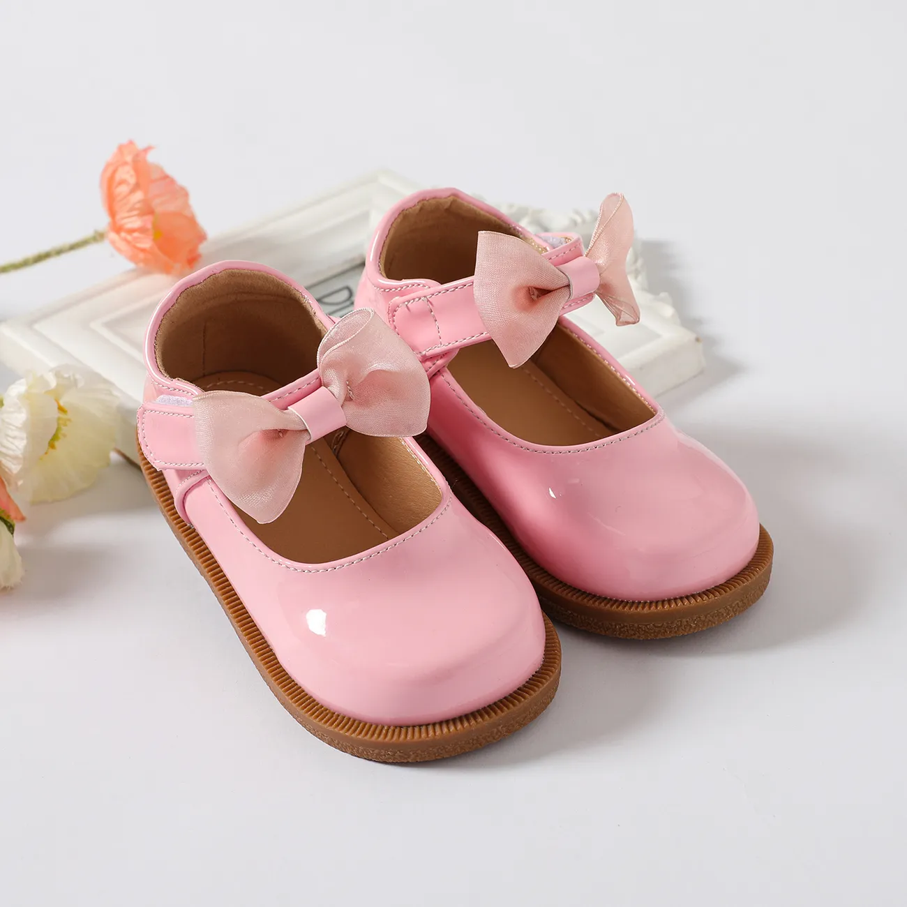 大童 小童 女 新年 基礎 純色 皮鞋 粉色 big image 1