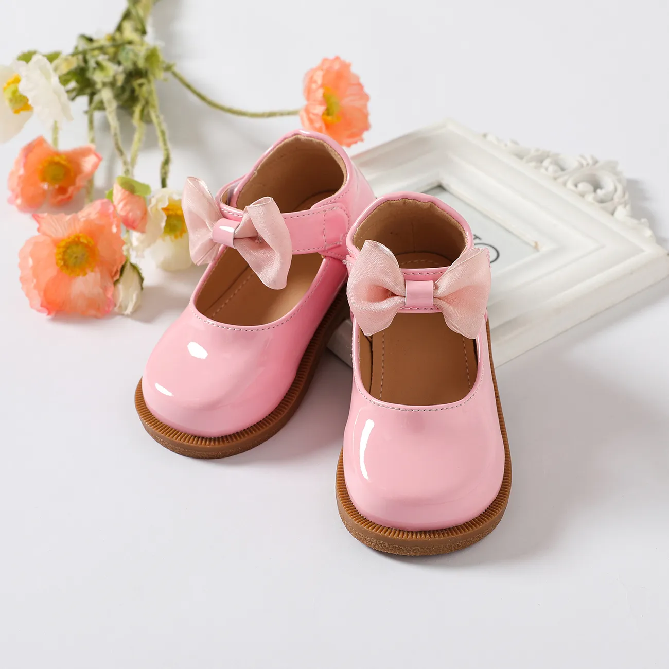 大童 小童 女 新年 基礎 純色 皮鞋 粉色 big image 1