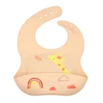 Food Grade Silicone Adjustable Baby Bibs with Food Catcher Pocket Easily Wipe Clean for 0-3 years old Brown