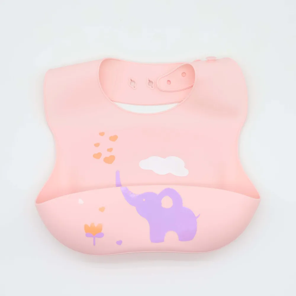 Food Grade Silicone Adjustable Baby Bibs with Food Catcher Pocket Easily Wipe Clean for 0-3 years old  image 3