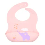 Food Grade Silicone Adjustable Baby Bibs with Food Catcher Pocket Easily Wipe Clean for 0-3 years old Pink