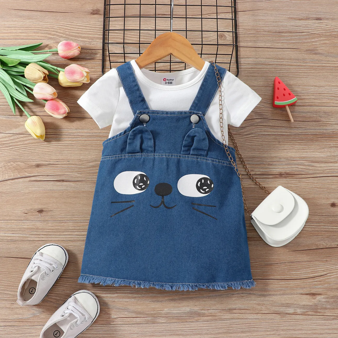 Baby Girl Solid Blue Denim Overalls