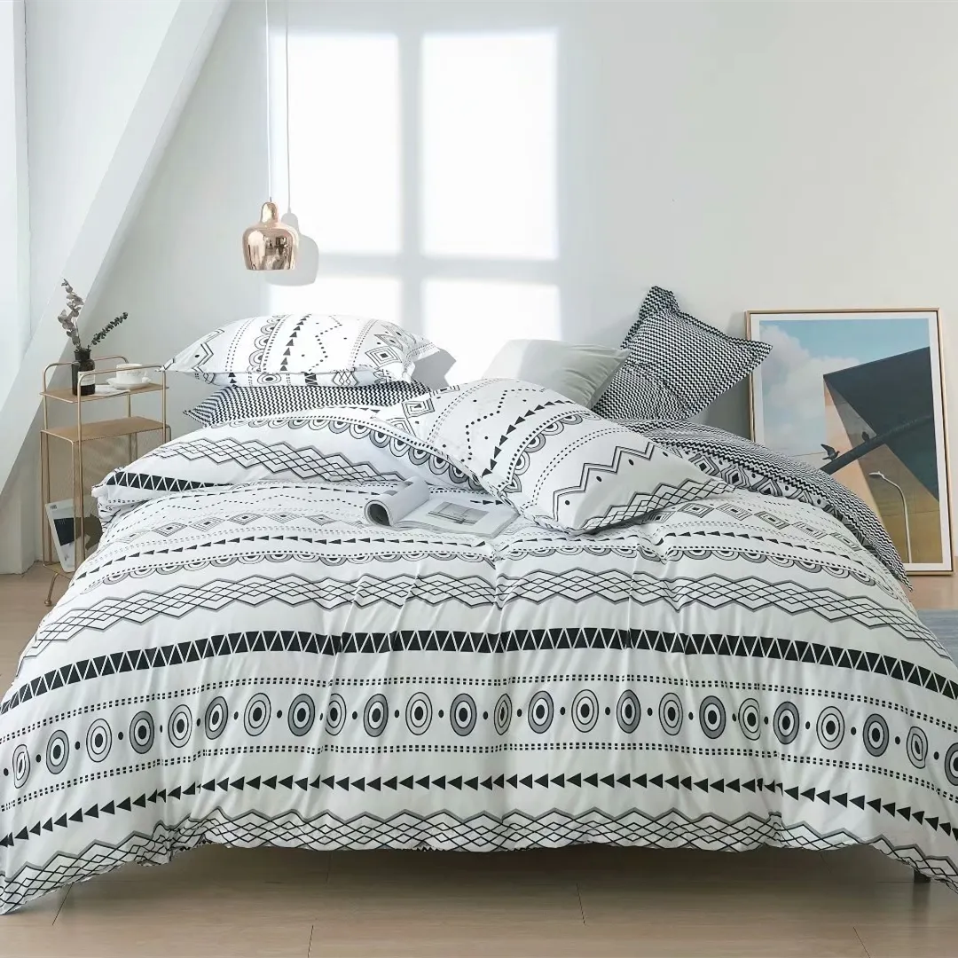 3 Piece Boho-chic Duvet Cover Set 1 Duvet Cover & 2 Pillow Cases Geometric Print Bohemian Bedding Set  image 1