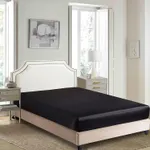 Satin Mattress Protector Non-slip Artificial Satin Silk Mattress Pad Cover Soft Wrinkle Free Fitted Bed Sheet Black
