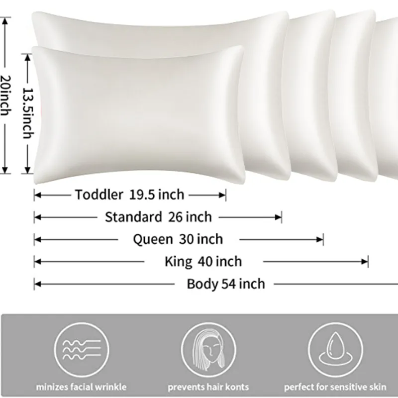 Satin Pillowcase Artificial Silk Satin Pillow Case with Envelope Closure Beige image 3
