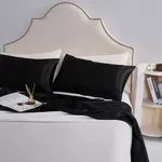 Satin Pillowcase Artificial Silk Satin Pillow Case with Envelope Closure Black
