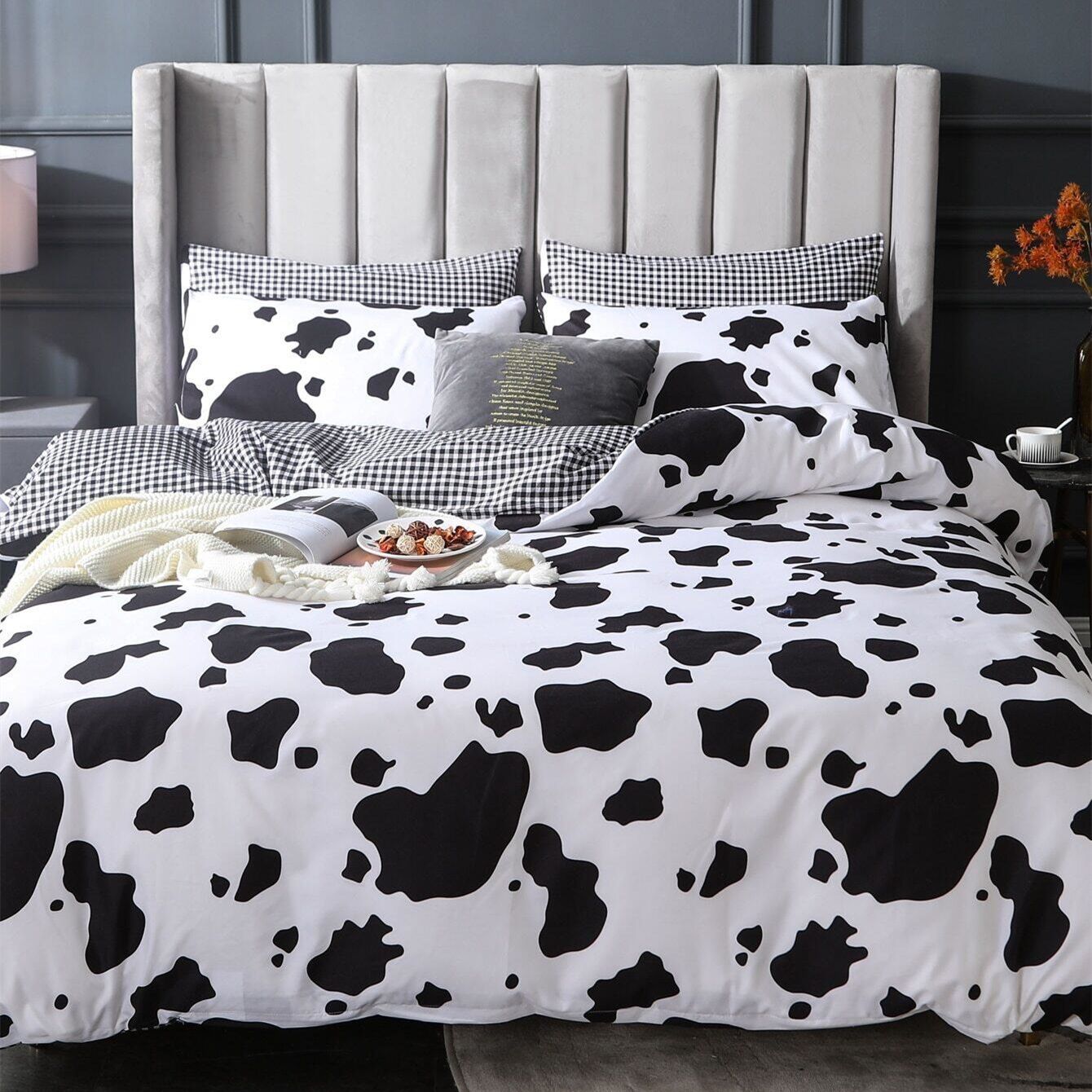 

3 Piece Kid Cow Print Duvet Cover Set 1 Duvet Cover & 2 Pillowcases Cartoon Bedding Set