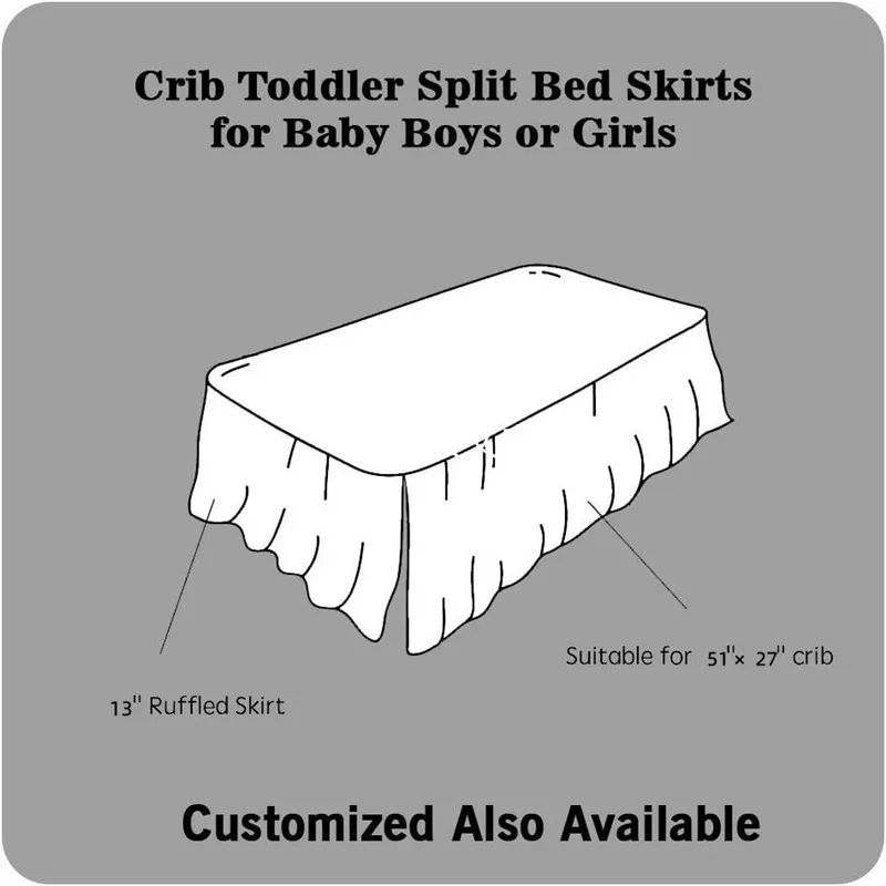 

100% Cotton Ruffled Crib Bed Skirt with Split Corners Nursery Crib Bedding Accessory Toddler Bedding