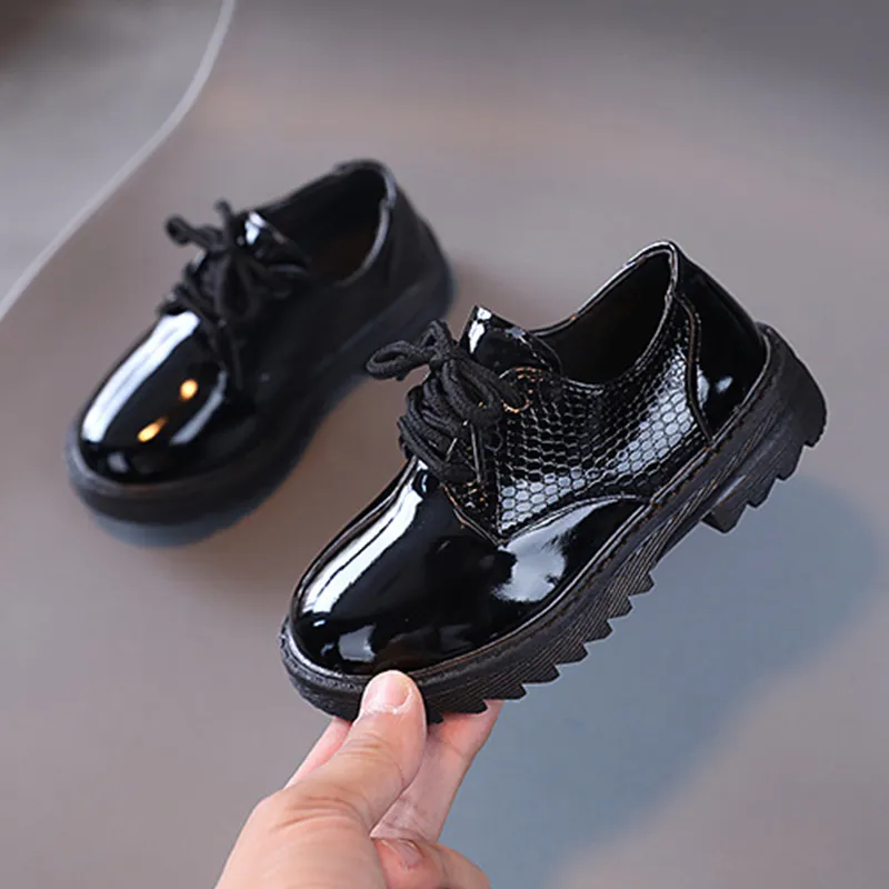 Toddler / Kid Fashion Croc Embossed Lace Up Flats  big image 1