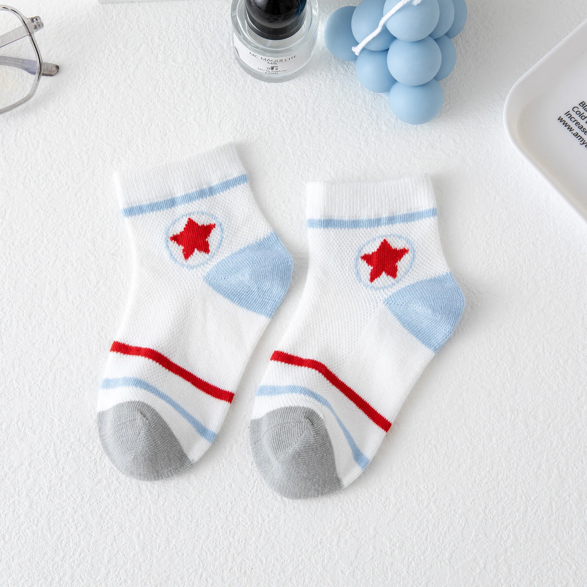 5 Pares Toddler/Kid Letras Stripe Bordado Meias  image 4